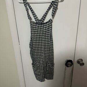 Black and White Checkered Overall Dress